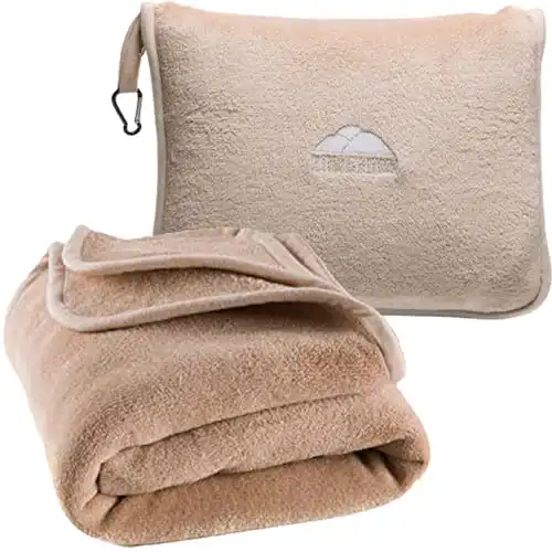 BlueHills Premium Soft Tall Travel Blanket Pillow for Airplane Traveling Essentials