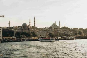 Instanbul city center view from the waters